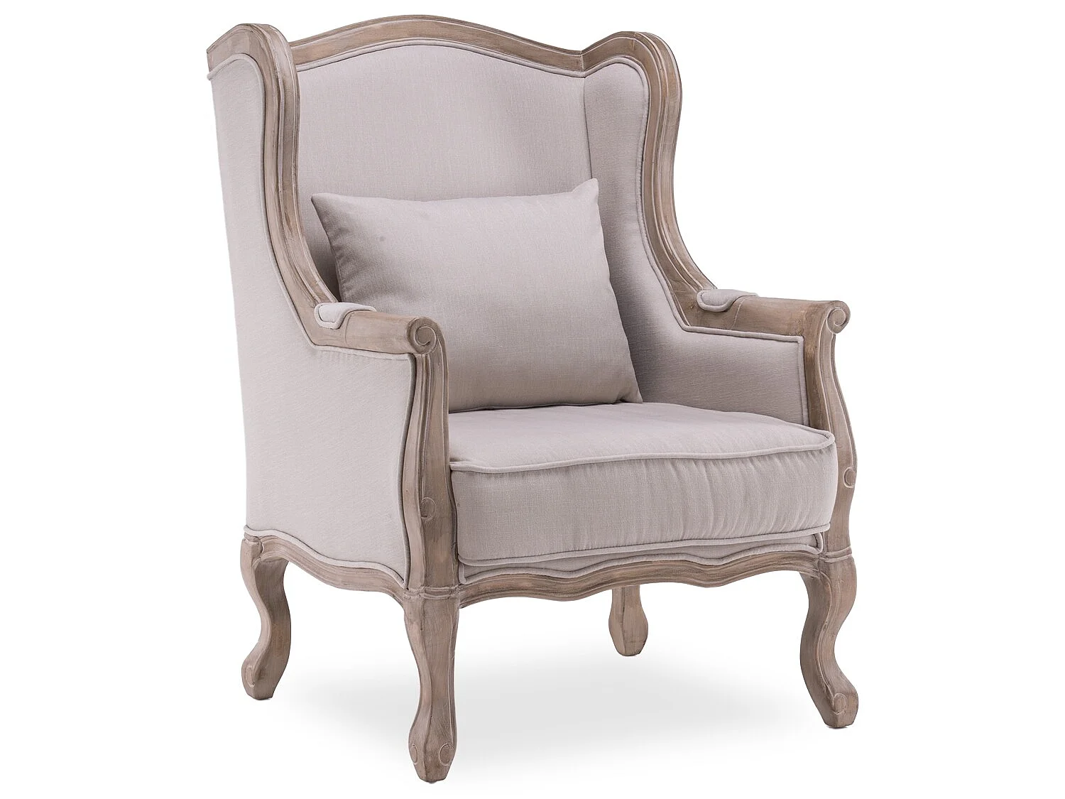 Fauteuil Bergère Theodore à oreilles style Louis XV tissu beige