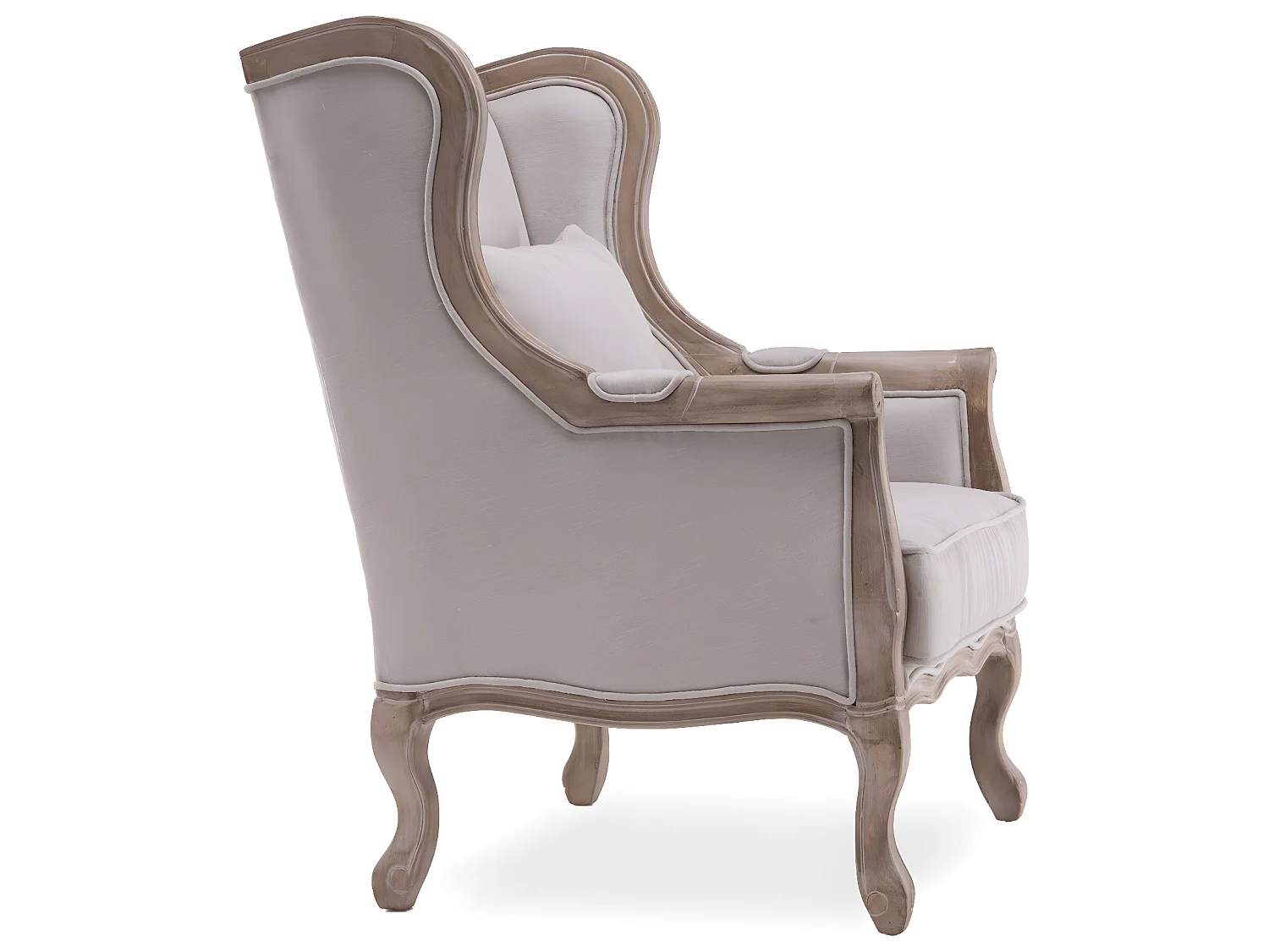 Fauteuil Bergère Theodore à oreilles style Louis XV tissu beige