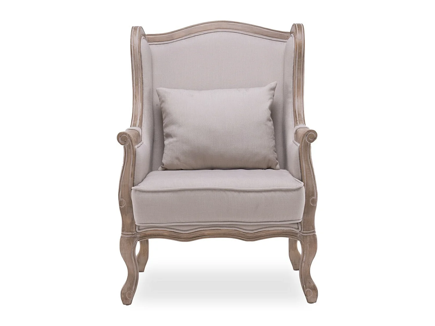 Fauteuil Bergère Theodore à oreilles style Louis XV tissu beige