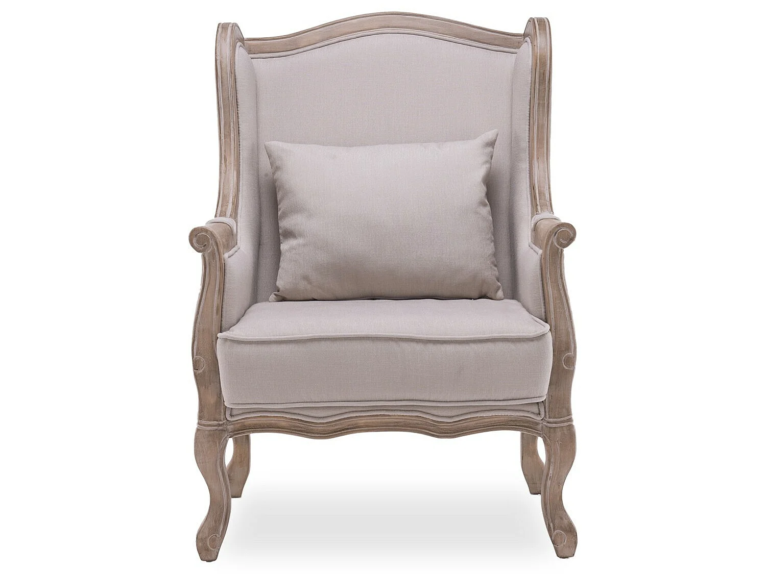 Fauteuil Bergère Theodore à oreilles style Louis XV tissu beige