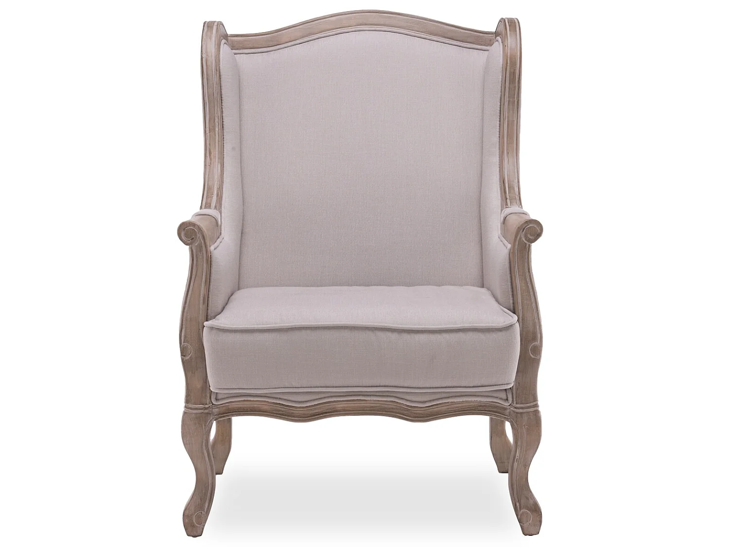 Fauteuil Bergère Theodore à oreilles style Louis XV tissu beige