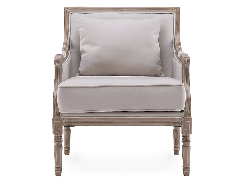 Fauteuil Bergère Ambroise style Louis XVI tissu beige