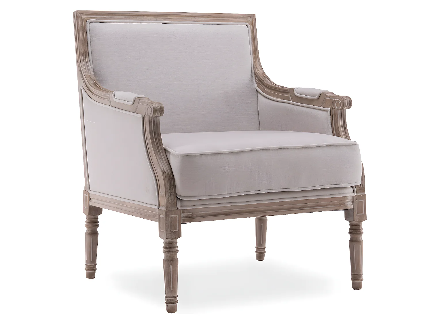 Fauteuil Bergère Ambroise style Louis XVI tissu beige