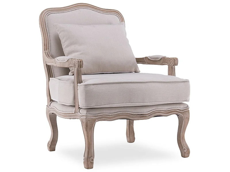 Fauteuil Gustave style Louis XV tissu beige