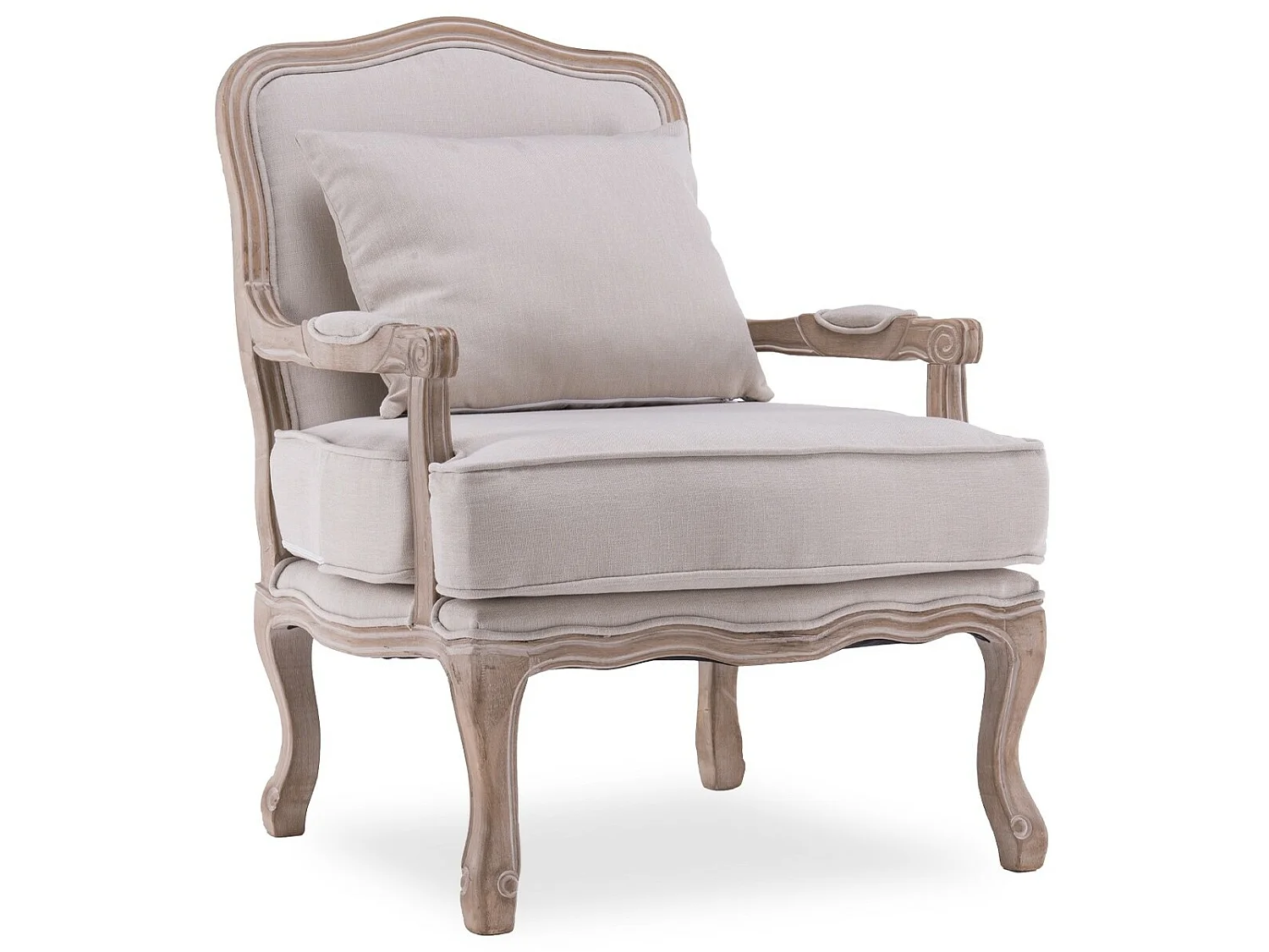 Fauteuil Gustave style Louis XV tissu beige