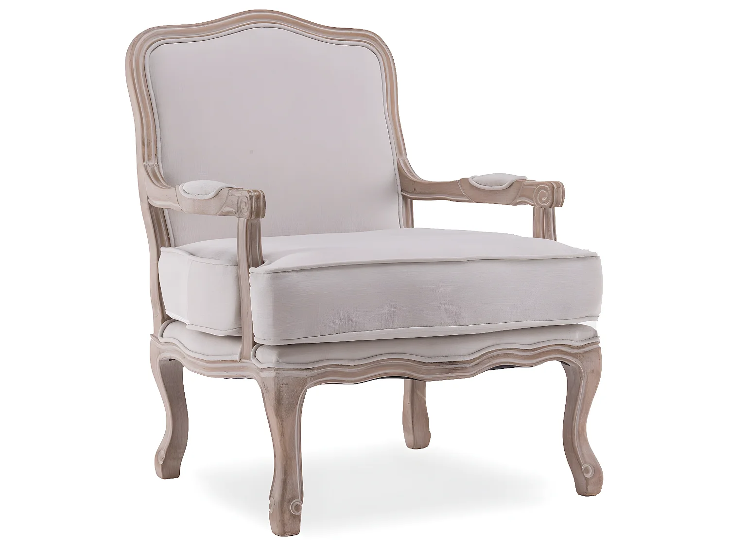 Fauteuil Gustave style Louis XV tissu beige