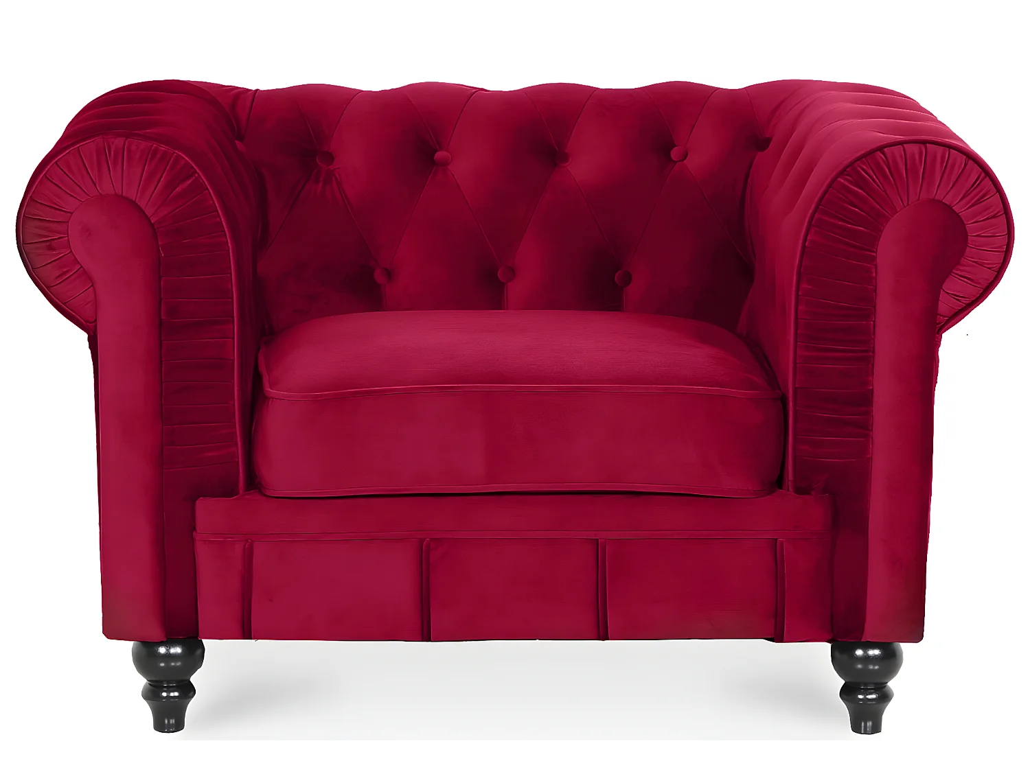 Fauteuil Chesterfield velours Altesse Rouge