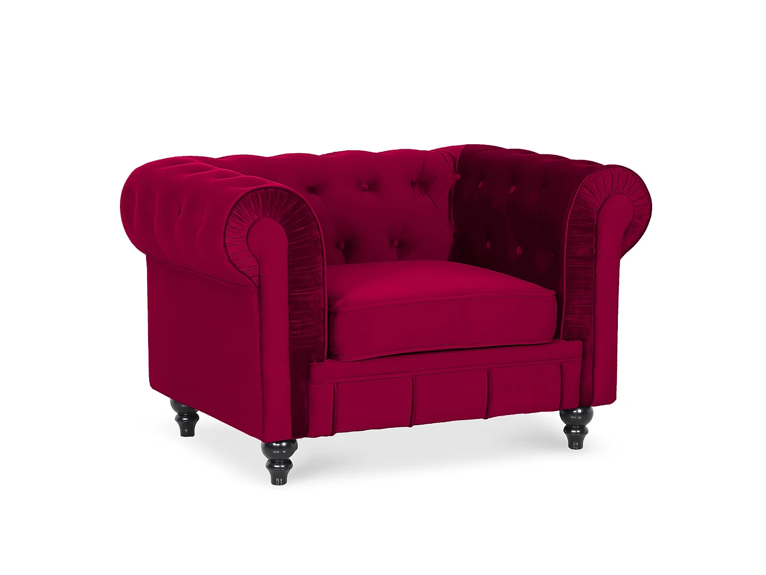 Fauteuil Chesterfield velours Altesse Rouge