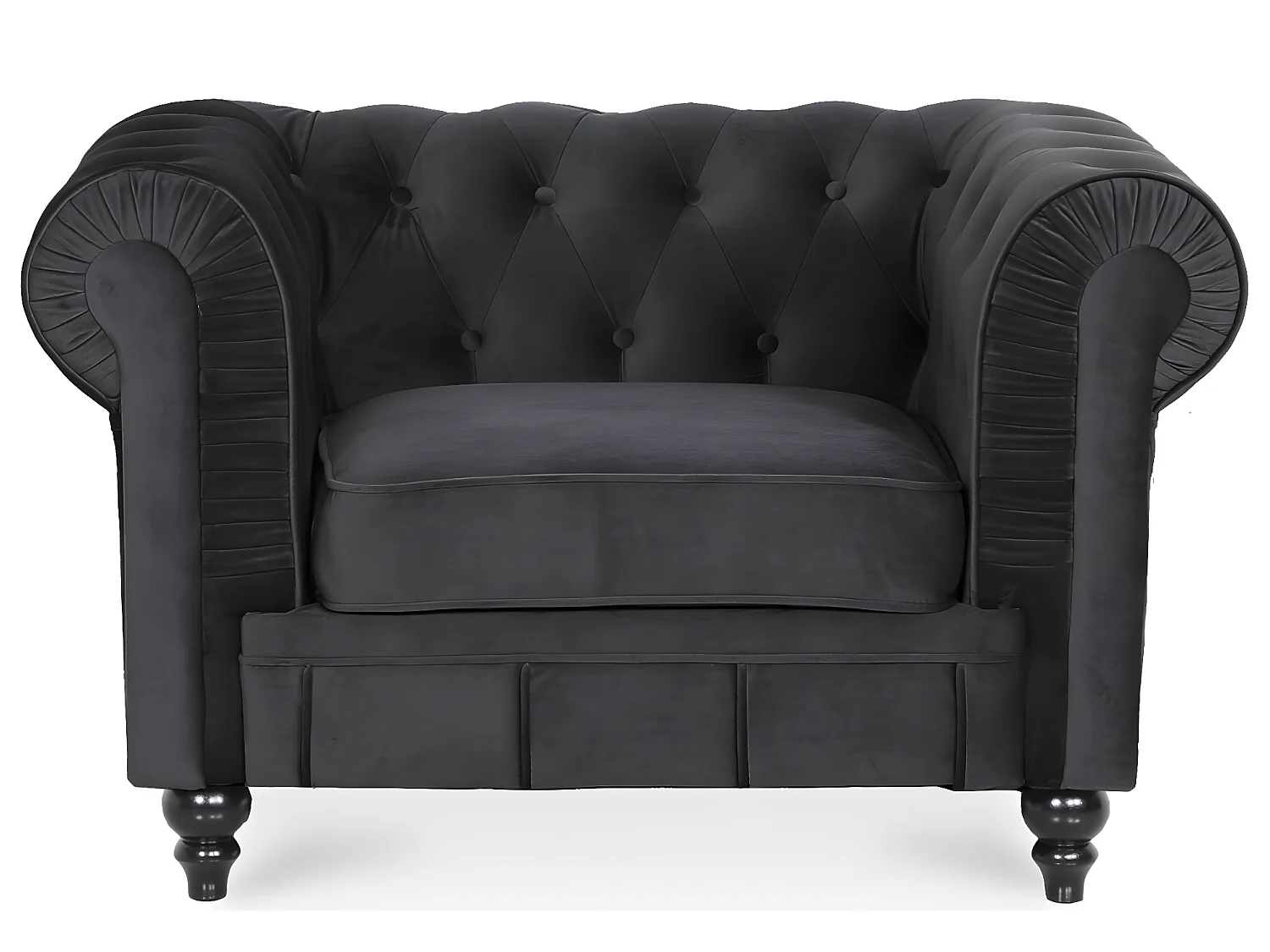 Fauteuil Chesterfield velours Altesse Noir