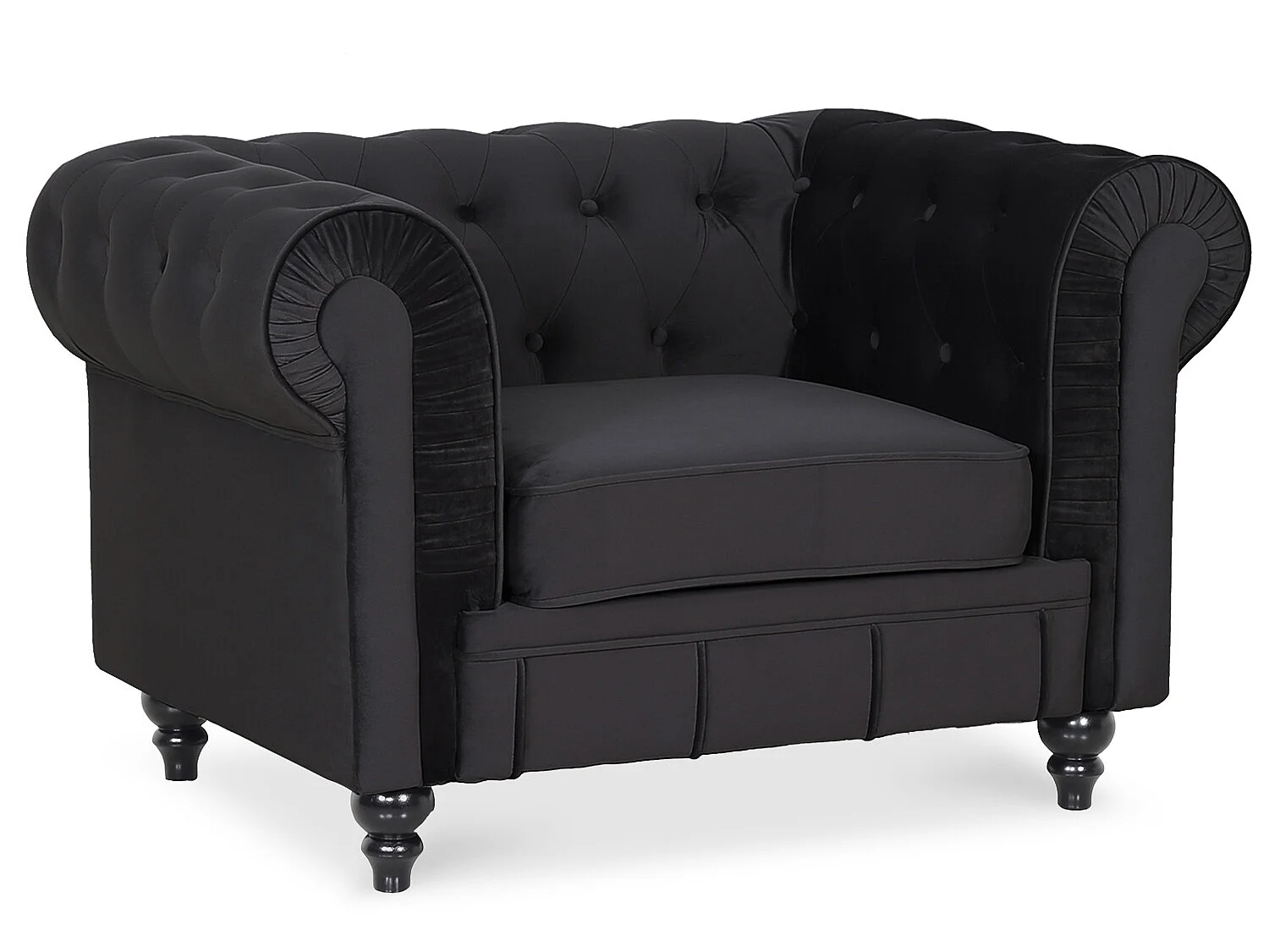 Fauteuil Chesterfield velours Altesse Noir