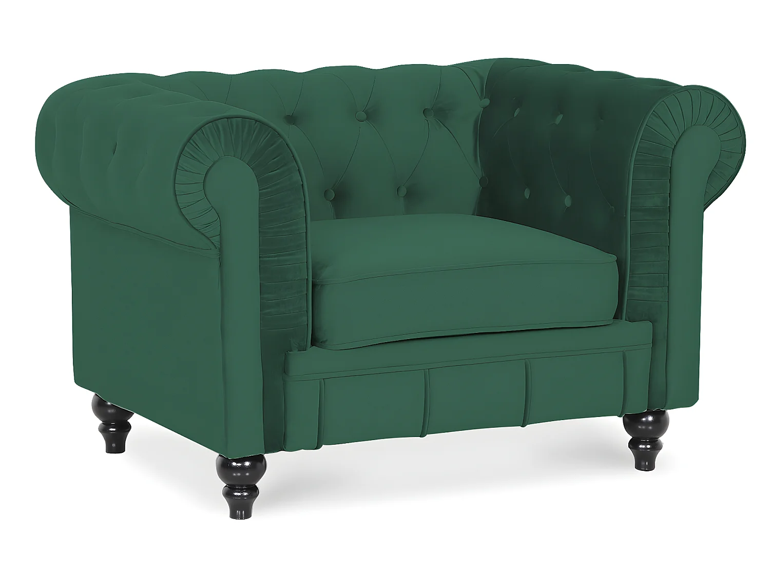 Fauteuil Chesterfield velours Altesse Vert