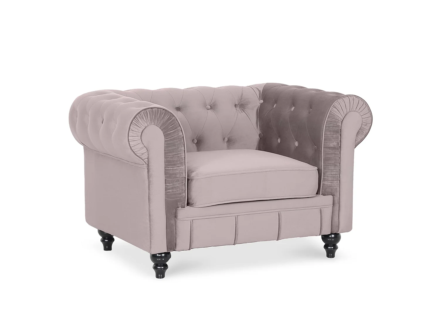 Fauteuil Chesterfield velours Altesse Taupe