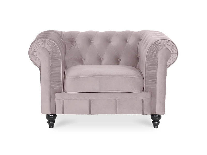 Fauteuil Chesterfield velours Altesse Taupe
