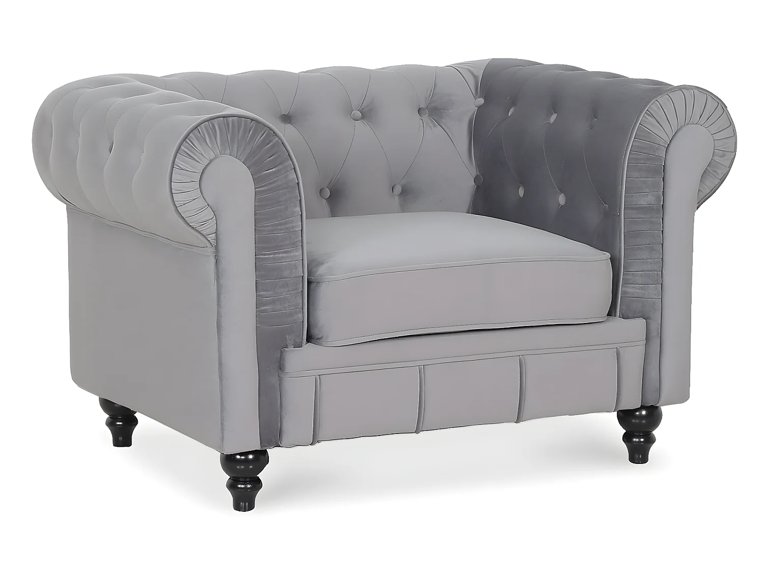 Fauteuil Chesterfield velours Altesse Argent