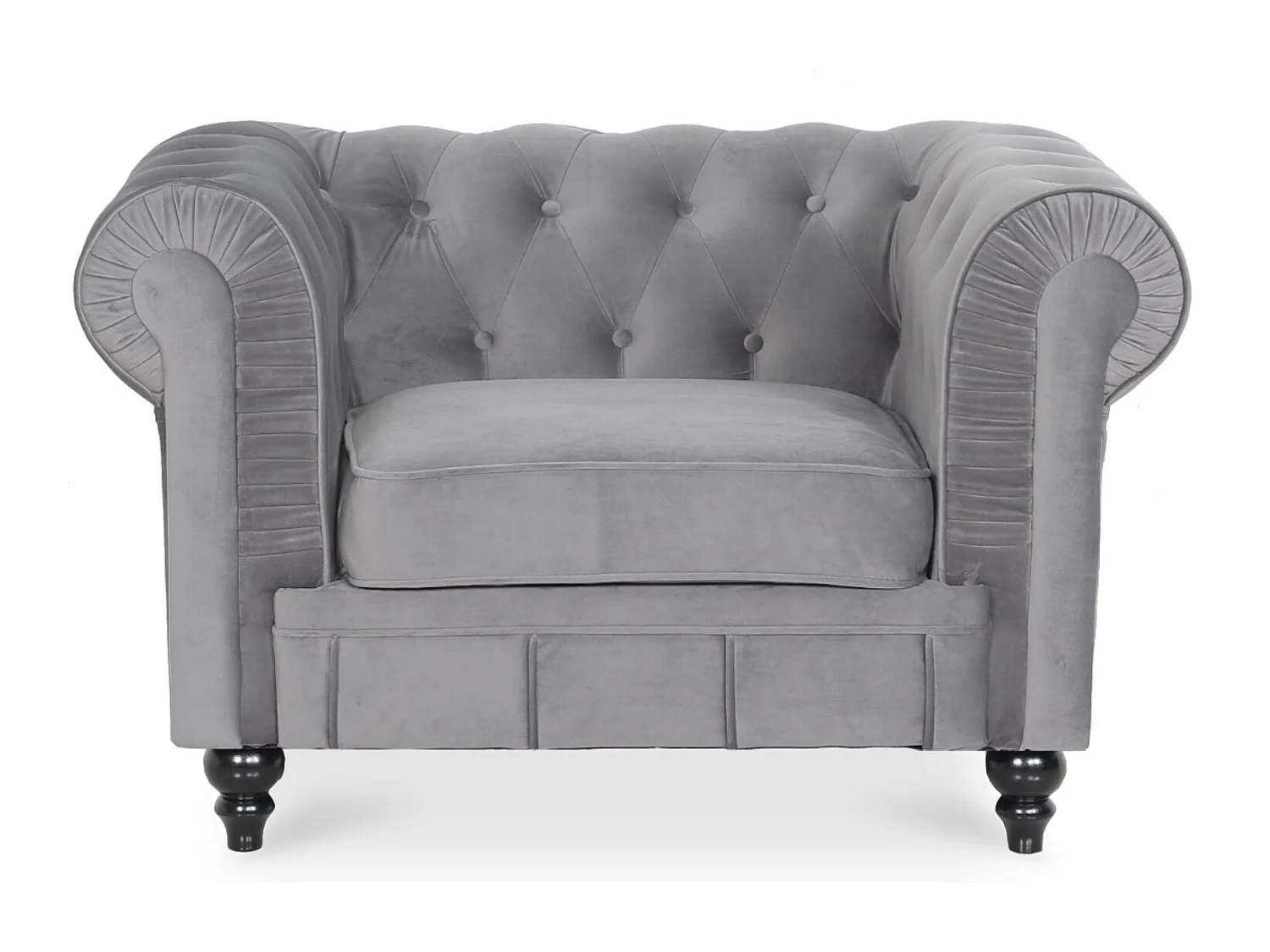 Fauteuil Chesterfield velours Altesse Argent