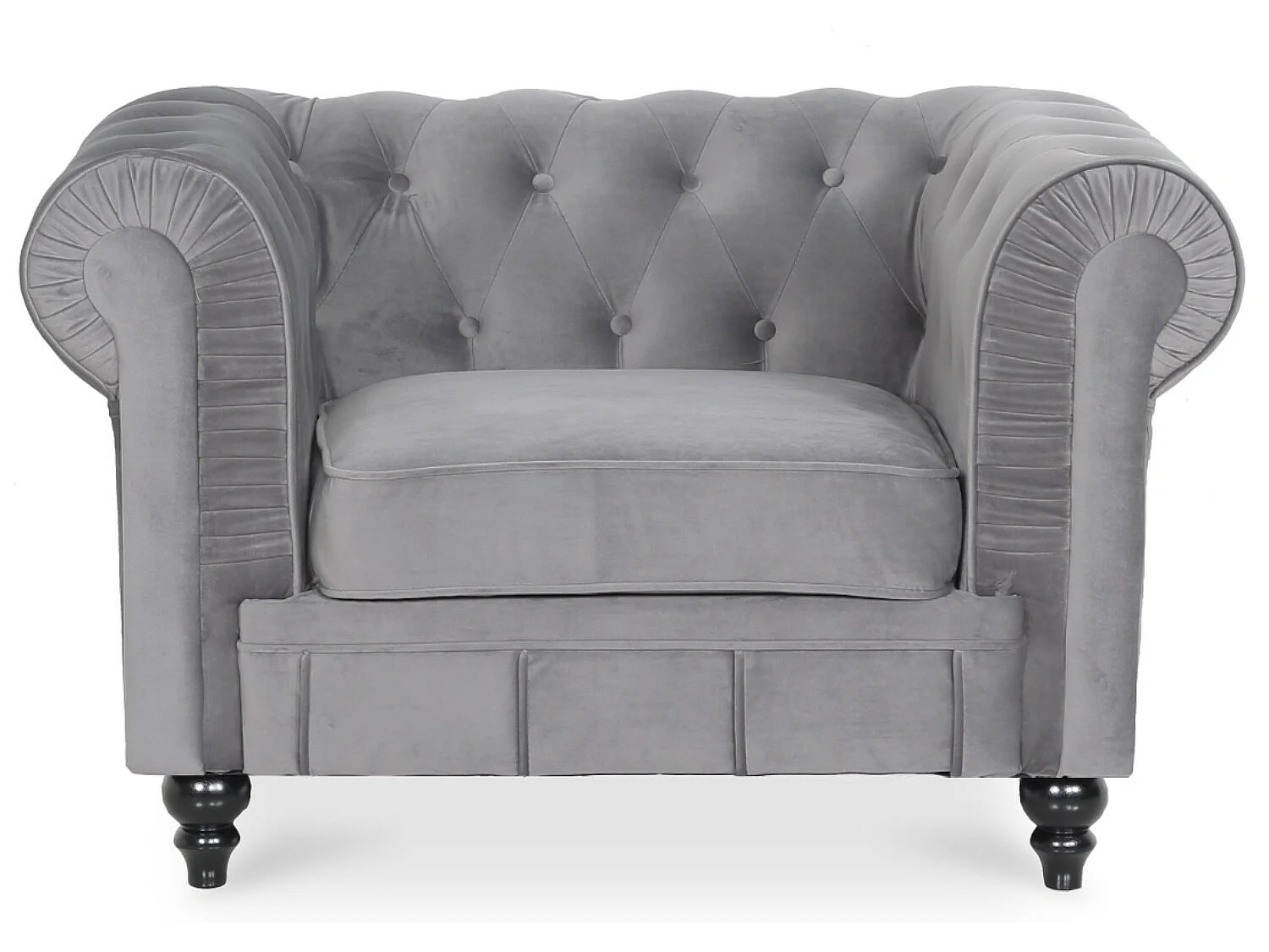 Fauteuil Chesterfield velours Altesse Argent