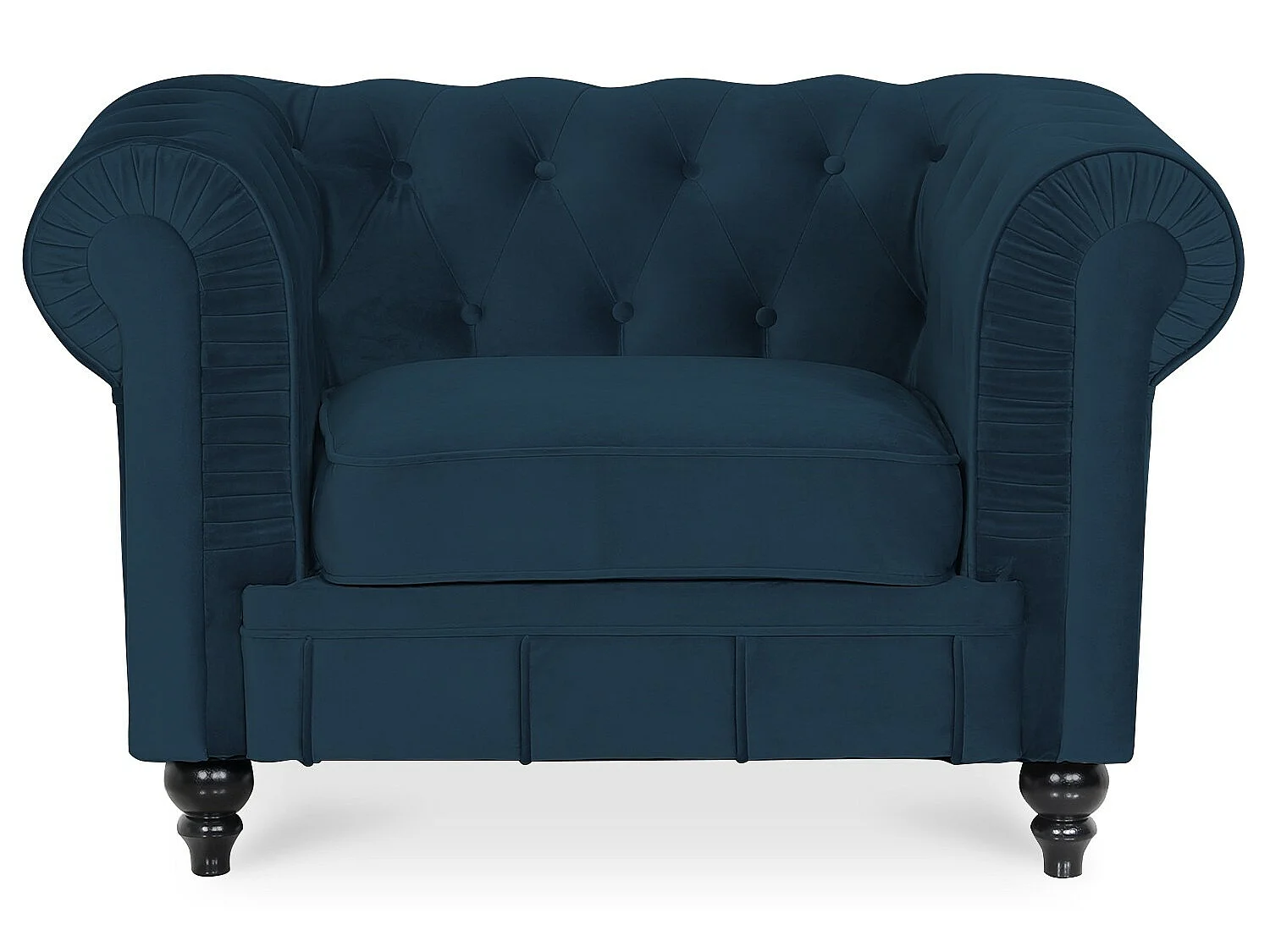 Fauteuil Chesterfield velours Altesse Bleu foncé