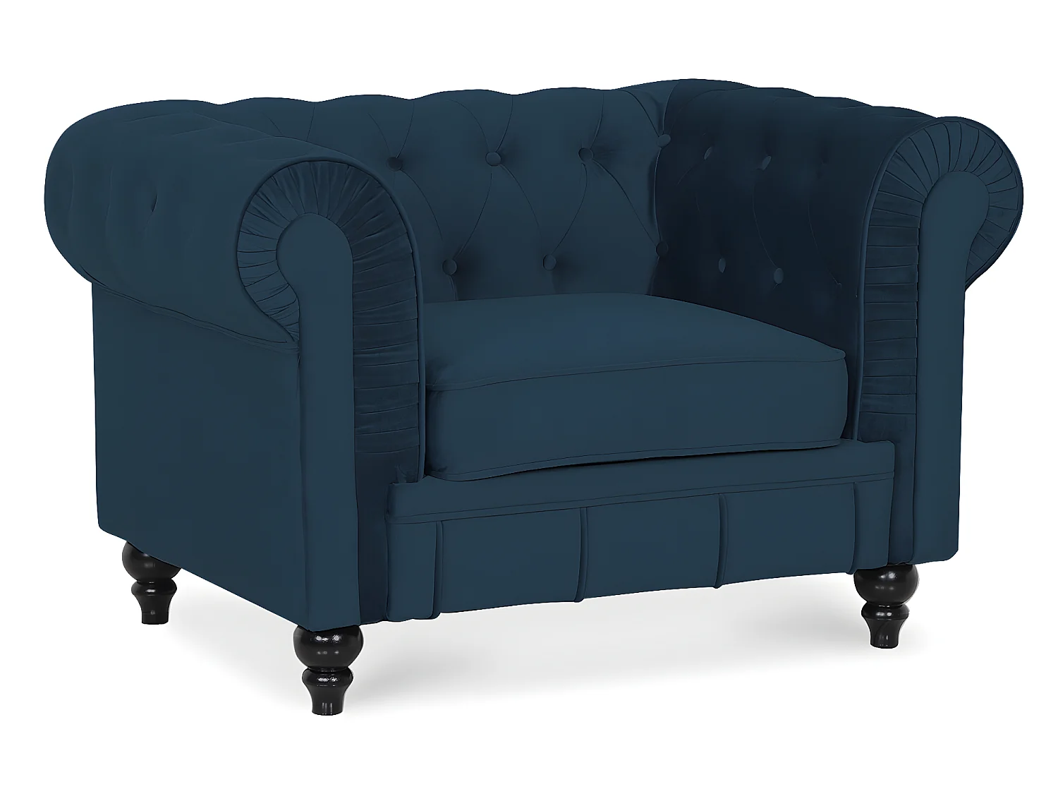 Fauteuil Chesterfield velours Altesse Bleu foncé