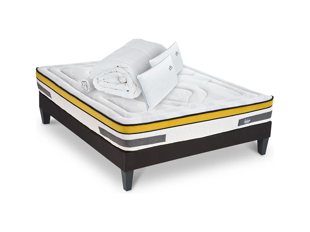 Ensemble Matelas Aubertin Ressorts ensachés Accueil mémoire + sommier + accessoires - 160 x 200 cm