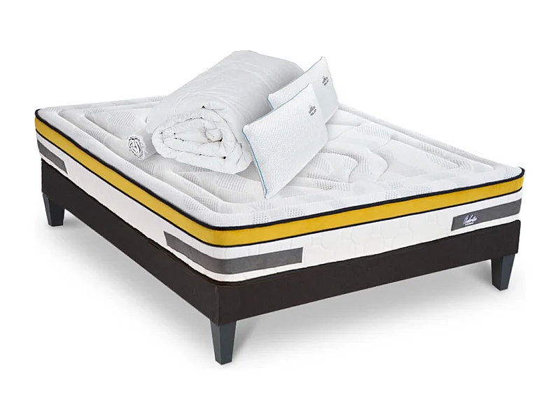 Ensemble Matelas Aubertin Ressorts ensachés Accueil mémoire + sommier + accessoires - 160 x 200 cm
