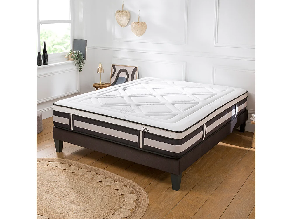 Matelas Calliope Mousse Haute densité Accueil Mémoire de forme et sommier tissu gris - 90 x190 cm