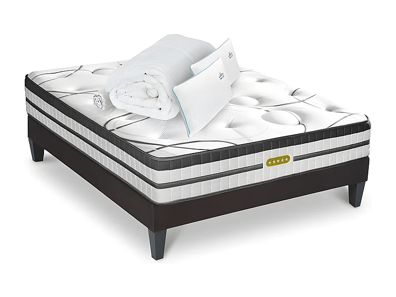 Matelas Concorde Ressorts ensachés Accueil mémoire de forme Ferme+ sommier + accessoires - 140x19