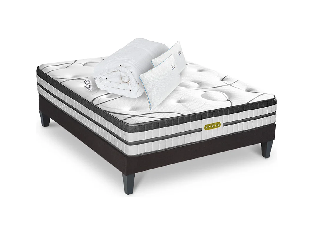 Matelas Concorde Ressorts ensachés Accueil mémoire de forme Ferme+ sommier + accessoires - 180x200