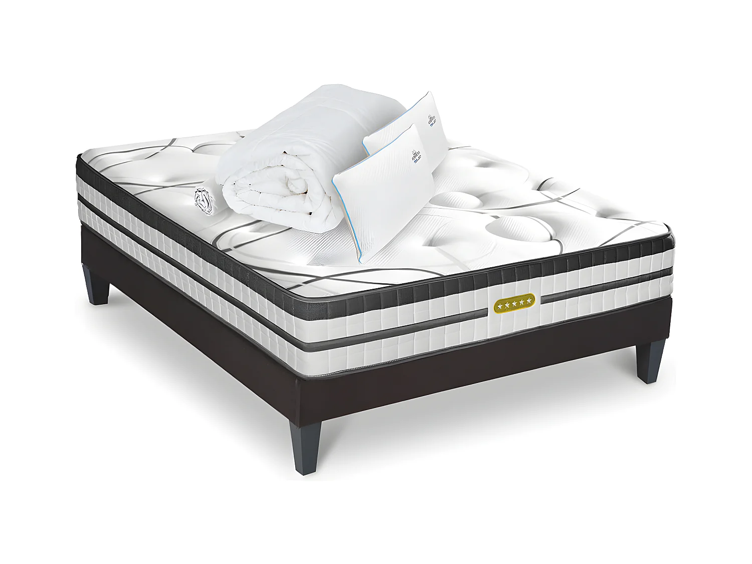 Ensemble Concorde Ressorts ensachés Accueil mémoire de forme Ferme+ sommier + accessoires - 160x200