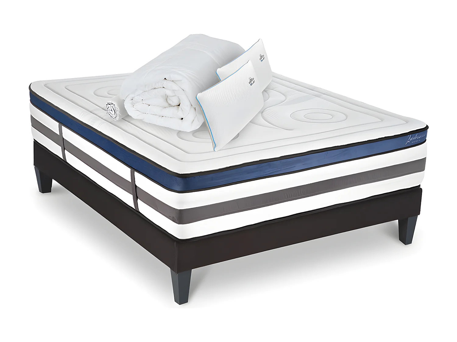 Ensemble Matelas Quintessence Mousse  Accueil Mémoire Cocooning et sommier + accessoires 160x200