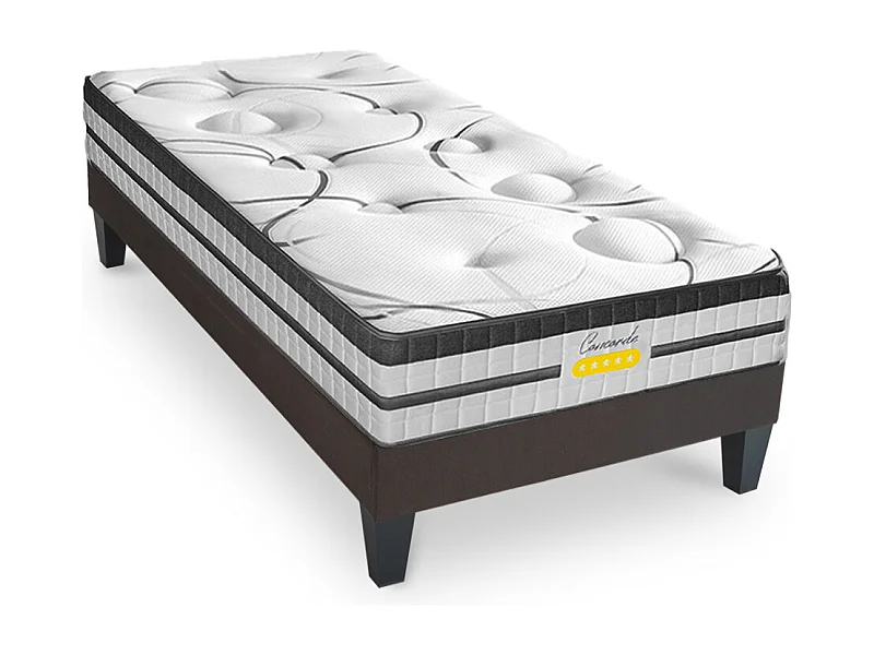 Ensemble CONCORDE Matelas Ressorts Ensachés - Sommier Kit Gris - 80x200 cm