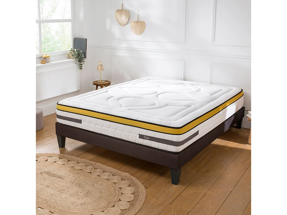 Ensemble Matelas Ressorts ensachés Aubertin - 24 cm + sommier - 80x200 cm