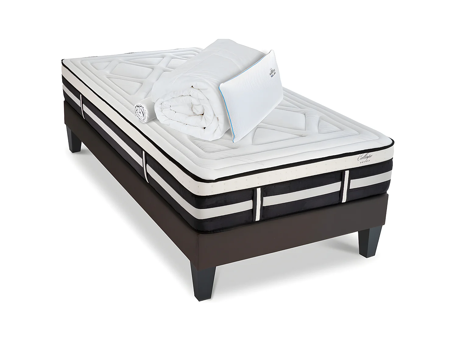 Matelas Calliope Mousse Haute densité Accueil Mémoire de forme+ sommier + accessoires - 80 x200 cm