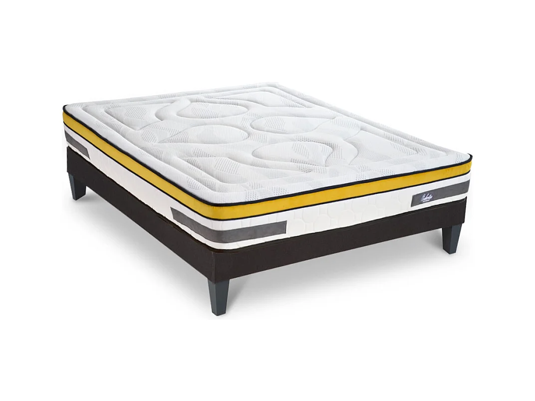 Ensemble Matelas Ressorts ensachés Aubertin - 24 cm + sommier - 200x200 cm