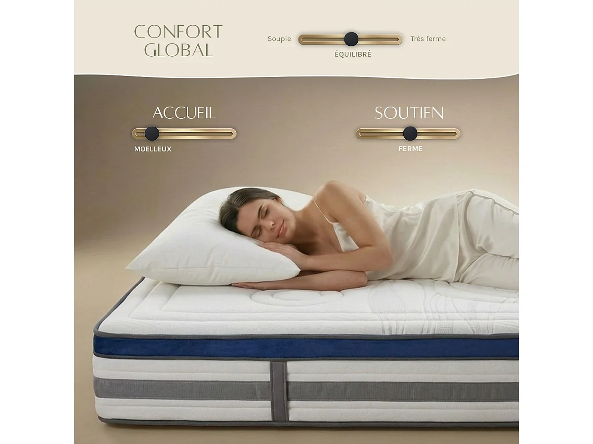 Ensemble Quintessence 80x200 cm + sommier + accessoires - Mousse HD mémoire - Ép. 30 cm