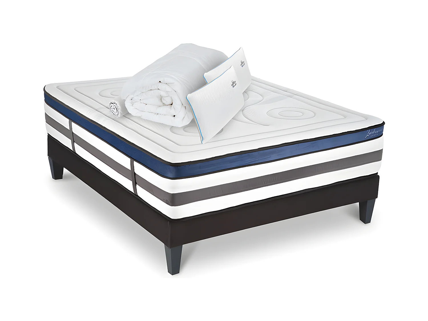Ensemble Matelas Quintessence Mousse  Accueil Mémoire Cocooning et sommier + accessoires 180x200