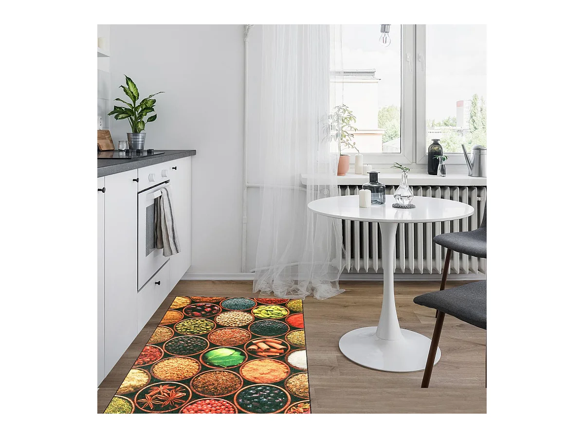 Tapis de cuisine 50x80  jaune et vert , facile d'entretien LYN11 IMO