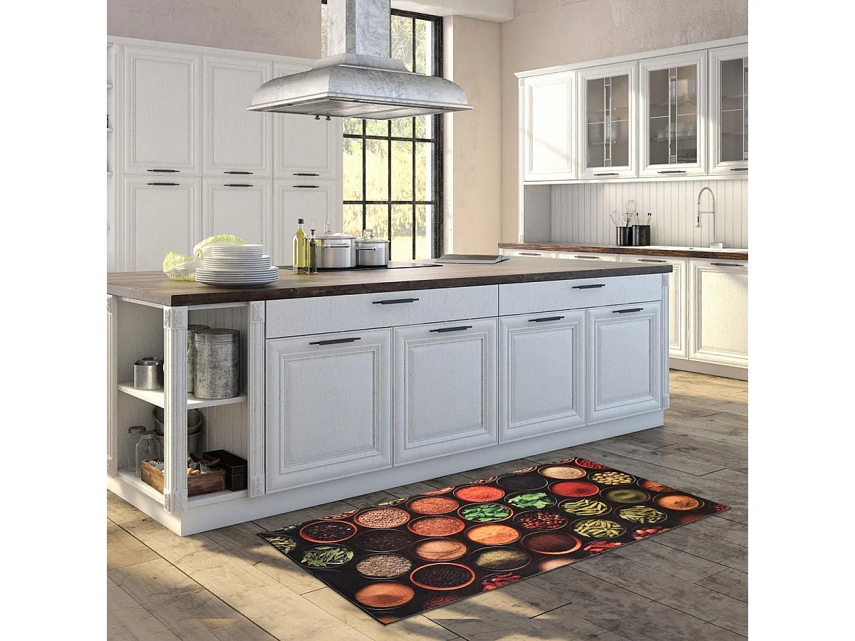 Tapis de cuisine 50x80  jaune et vert , facile d'entretien LYN11 IMO