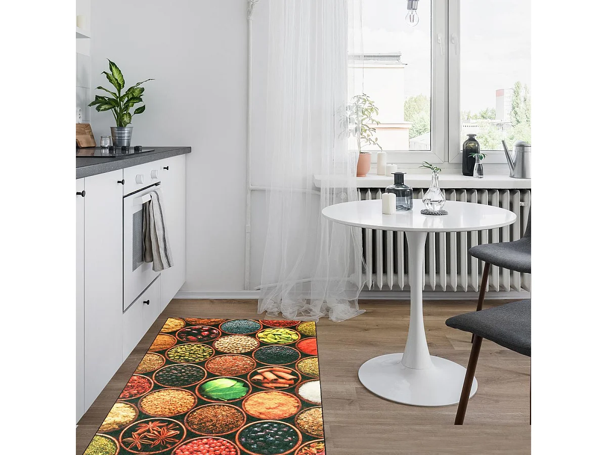 Tapis de cuisine 50x80  jaune et vert , facile d'entretien LYN11 IMO
