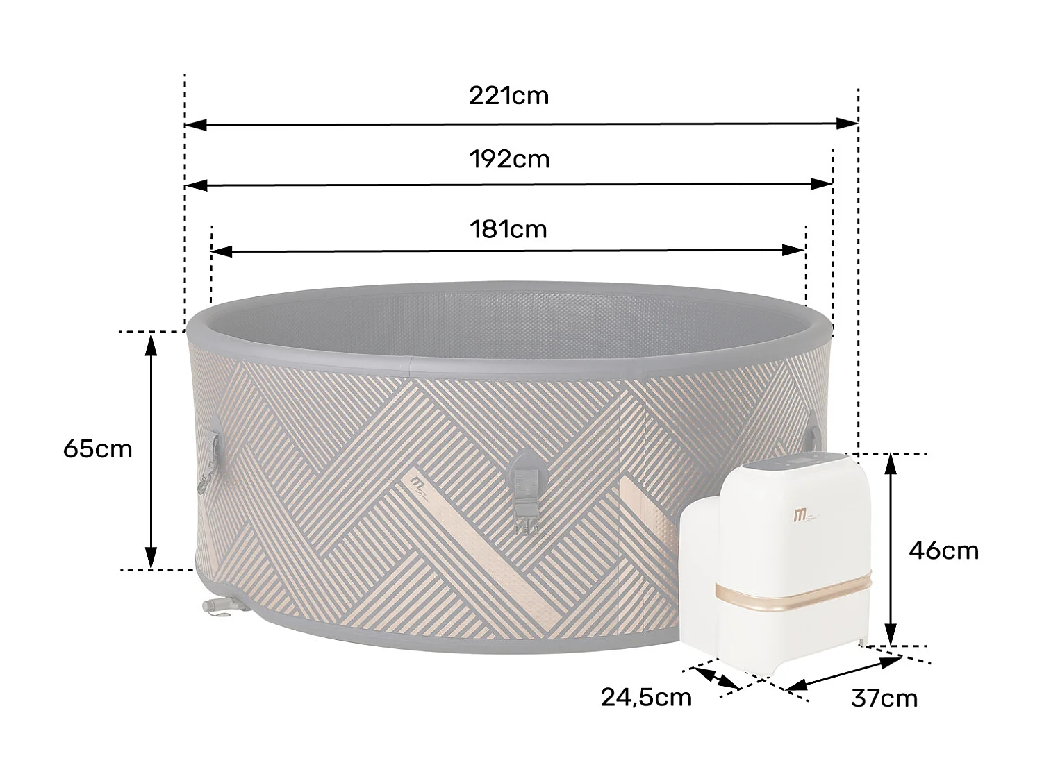 Spa gonflable connecté rond Ø 192cm MONO - 8 places - MSPA
