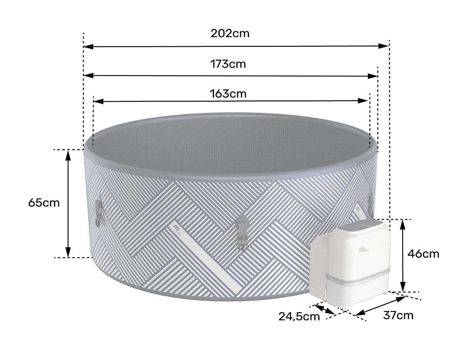 Spa gonflable connecté rond Ø 173cm NAVAL - 6 places - MSPA