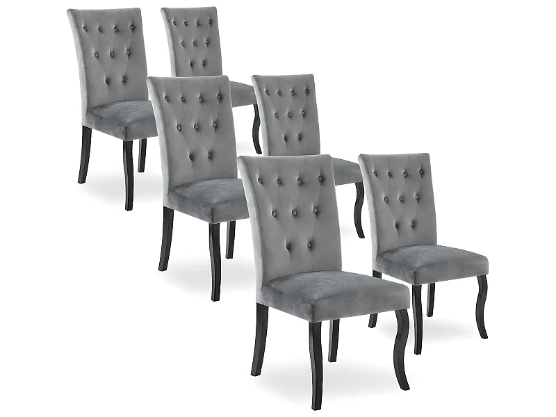 Lot de 6 chaises capitonnées Chaza Velours Gris