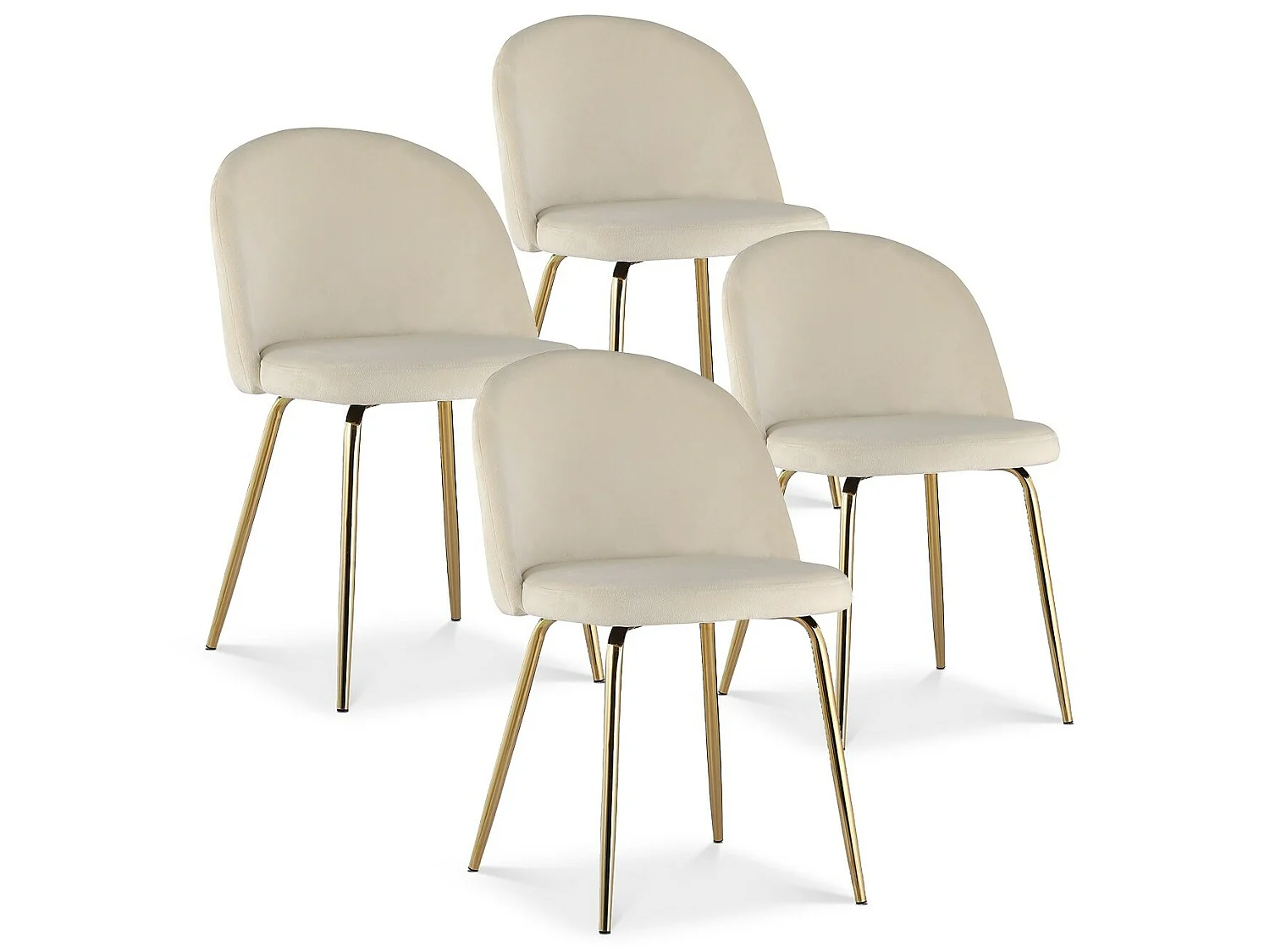 Lot de 4 chaises Cecilia Velours Beige pieds or
