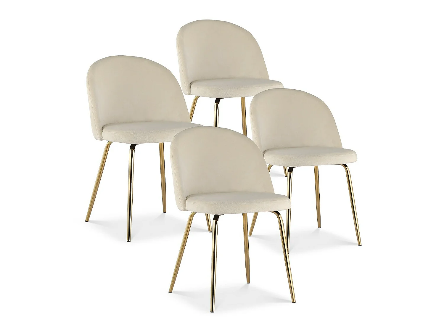 Lot de 4 chaises Cecilia Velours Beige pieds or