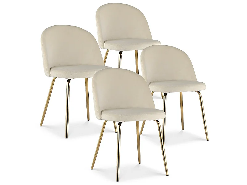 Lot de 4 chaises Cecilia Velours Beige pieds or
