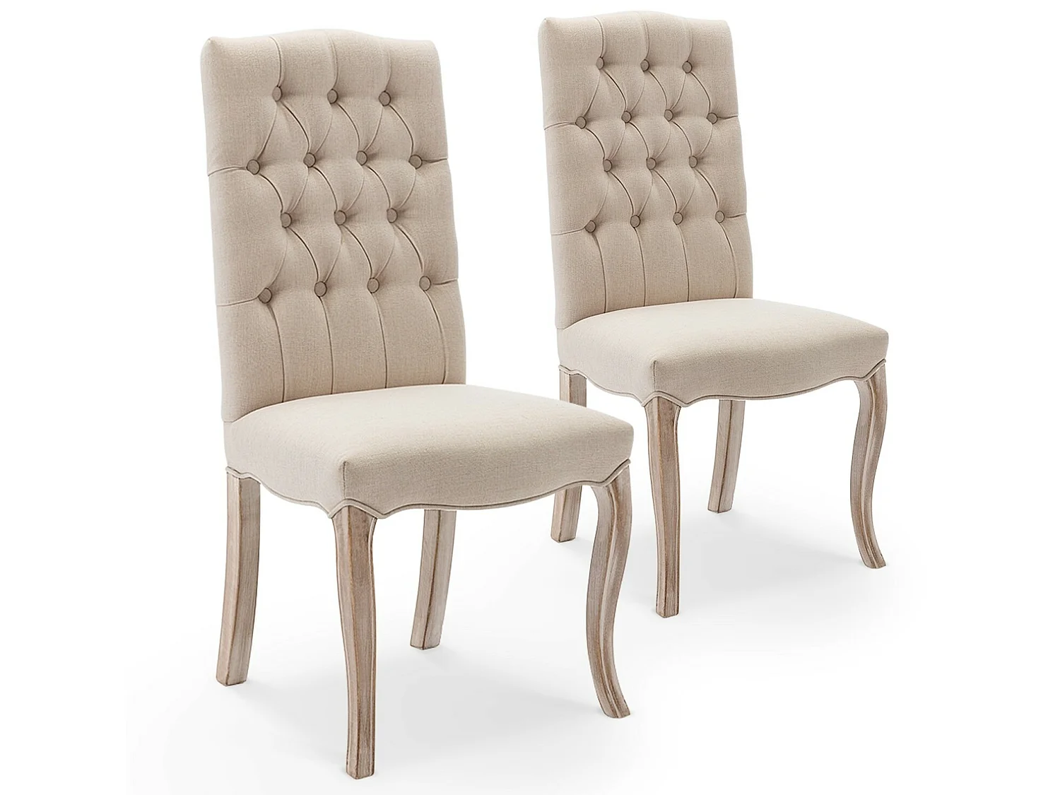 Lot de 2 chaises capitonnees Jade tissu beige
