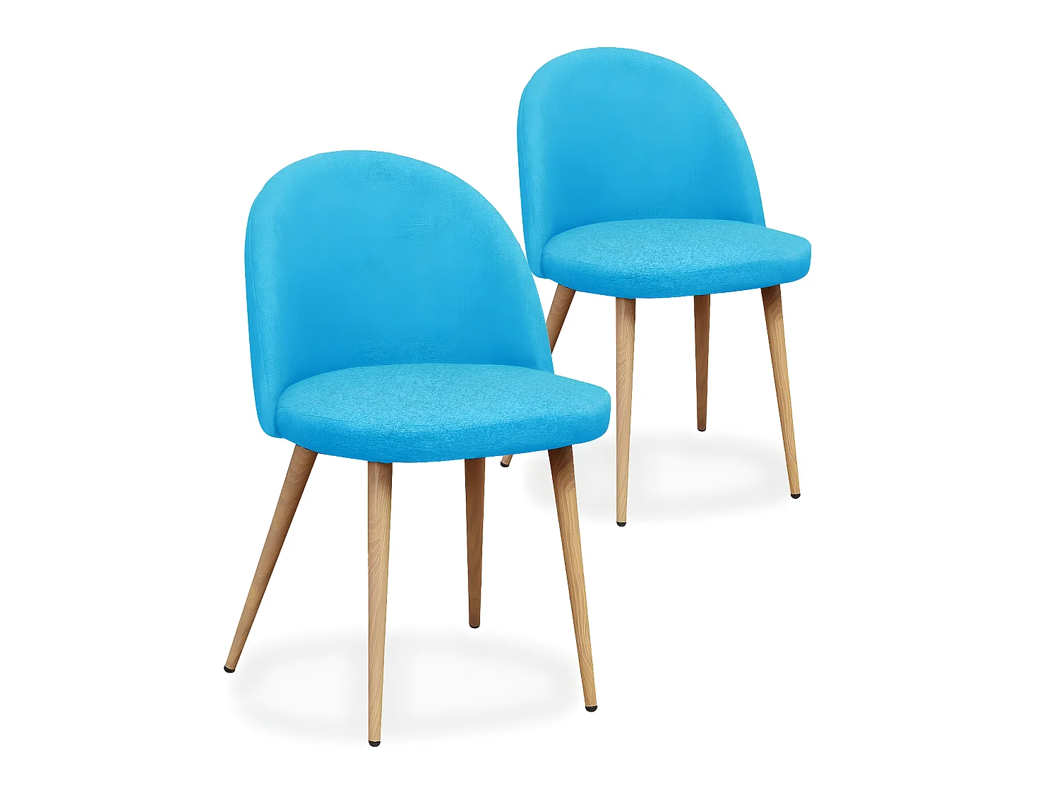 Lot de 2 chaises scandinaves Cecilia tissu Bleu