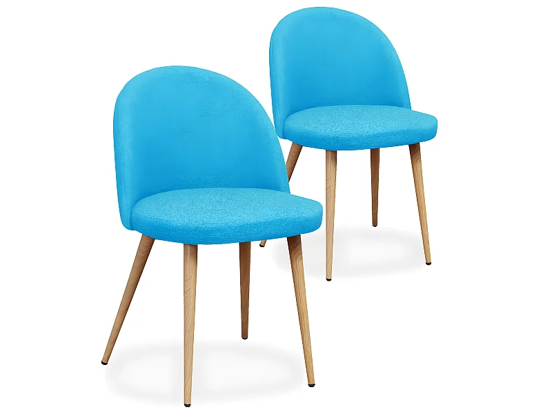 Lot de 2 chaises scandinaves Cecilia tissu Bleu