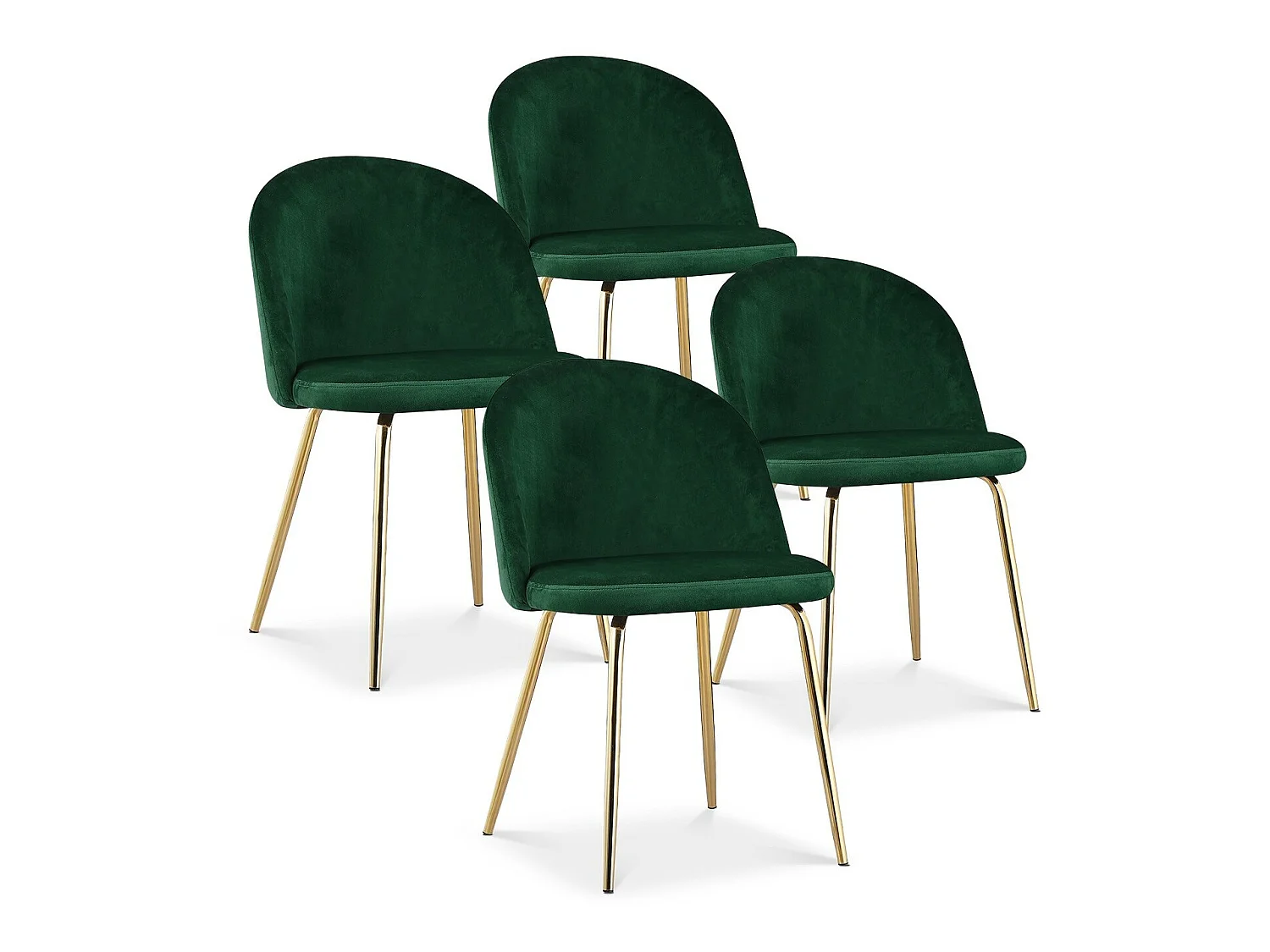Lot de 4 chaises Cecilia Velours Vert pieds or