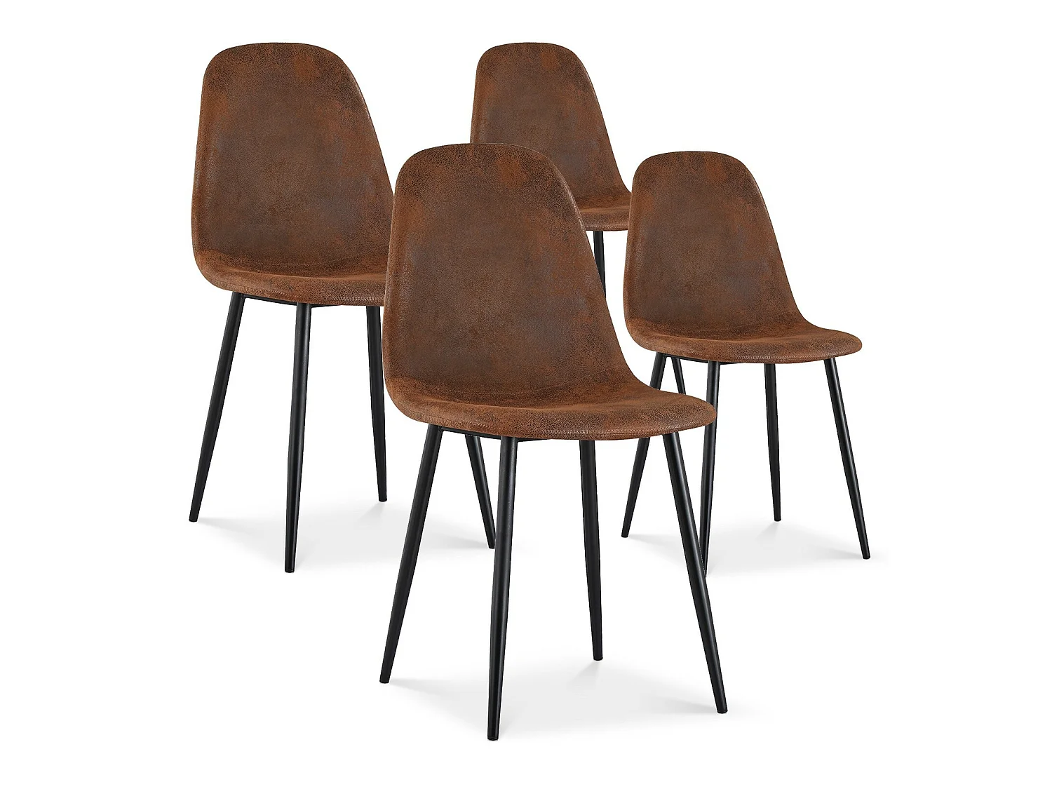 Lot de 4 chaises Bali Vintage pieds noir