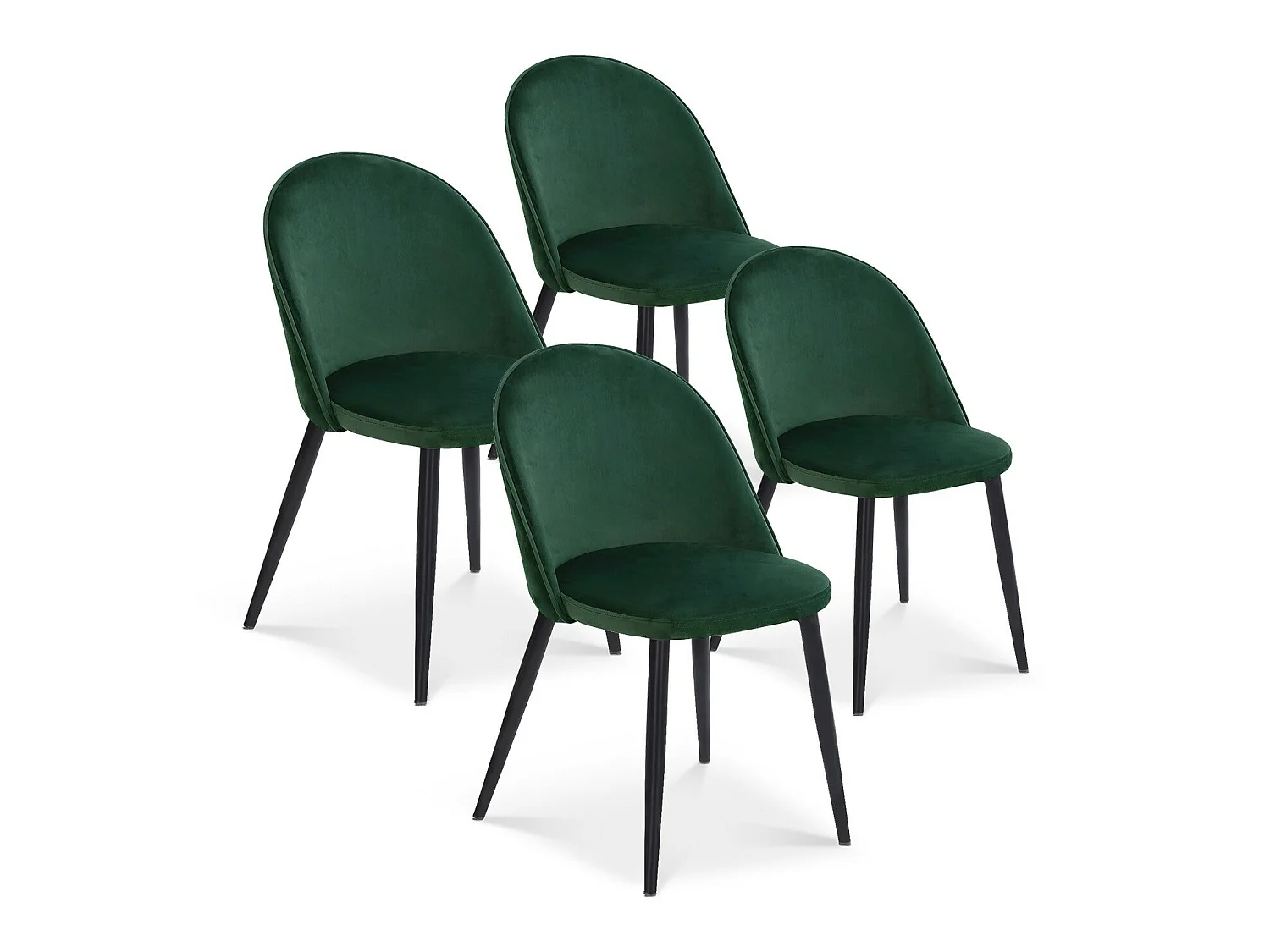 Lot de 4 chaises Cecilia Velours Vert pieds noirs
